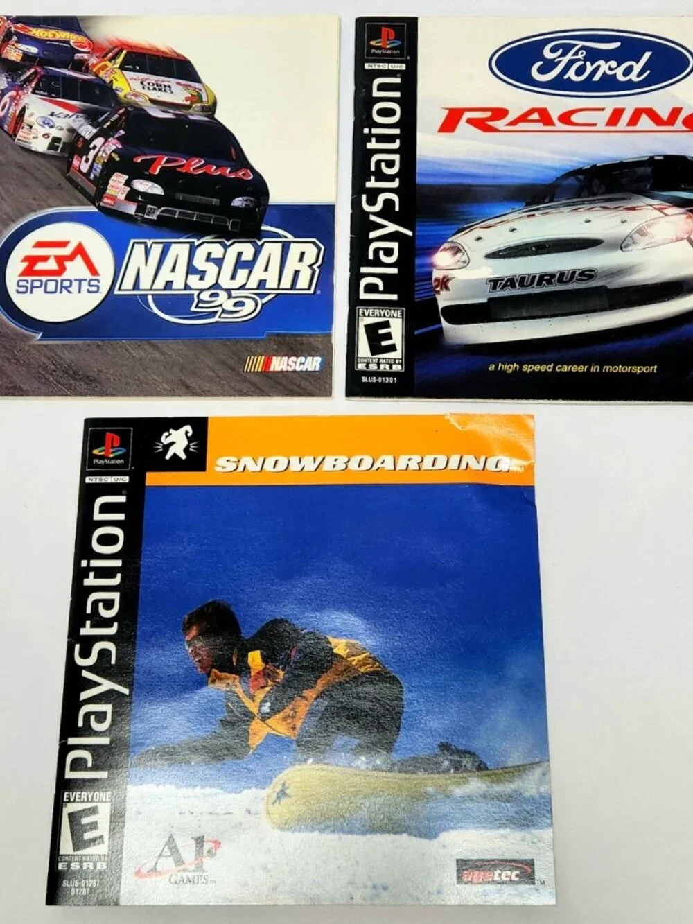 NASCAR 99, Ford Racing, Snowboarding, Vegas Games PS1 PlayStation CIB Bundle Lot